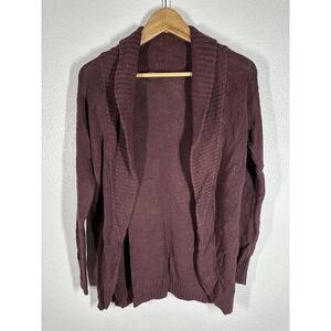 Rubbish Sweater Womens Medium Burgundy Open Front Cardigan Knit Lightweight